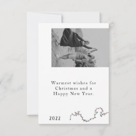Agradecimento Cartão de Natal minimalista com duas fotos