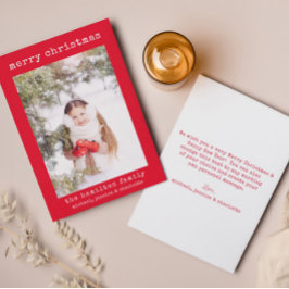 Agradecimento Cartão de Natal Minimalista para Na moda de Foto d