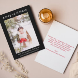 Agradecimento Cartão de Natal Minimalista para Na moda de Foto d