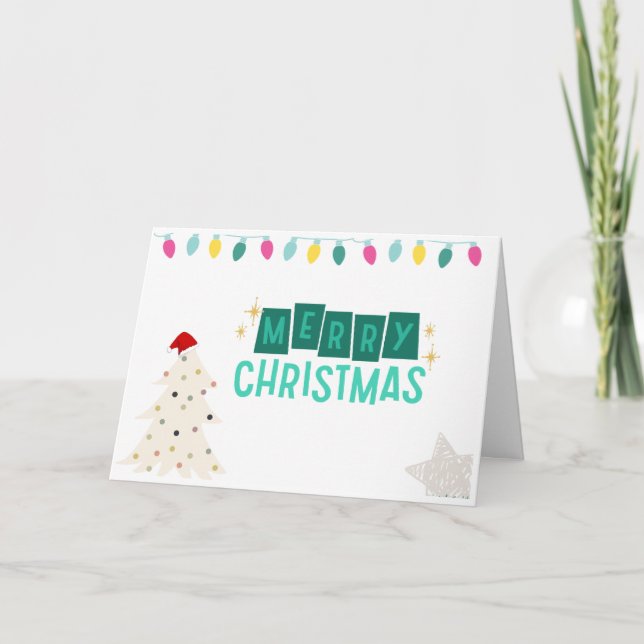 Agradecimento Cartão de Natal moderno de meio século. (Frente)