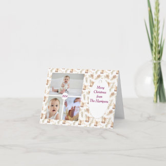 Agradecimento Cartão de Natal Neutro e Suave com 3 Fotografias