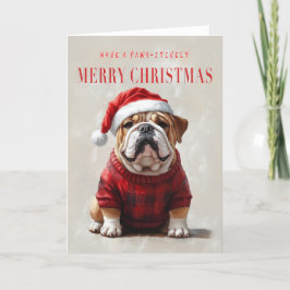 Agradecimento Cartão de Natal para buldogue inglês