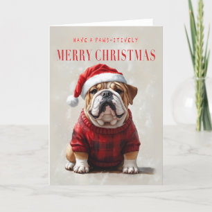 Agradecimento Cartão de Natal para buldogue inglês