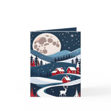 Cartão de Natal para Paisagem Noturna Rústica mari