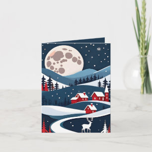 Agradecimento Cartão de Natal para Paisagem Noturna Rústica mari
