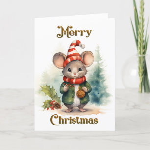 Agradecimento Cartão de Natal para Rato Festivo Whimsso