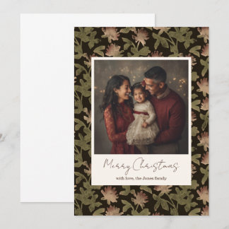 Agradecimento Cartão de Natal personalizado com 1 foto Floral Vi