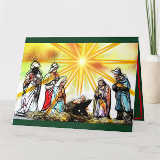 Agradecimento Cartão de Natal Personalizado da Cena de Natividad