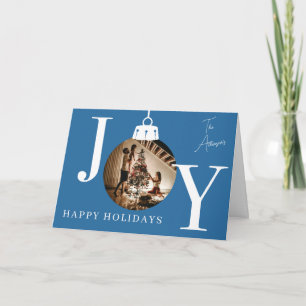 Agradecimento Cartão de Natal Personalizado JOY com Foto da Famí