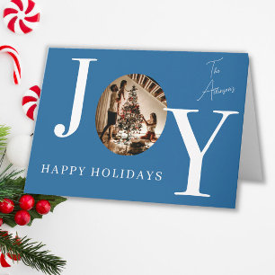 Agradecimento Cartão de Natal Personalizado JOY com Foto da Famí