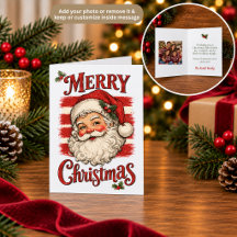 Cartão de Natal Personalizável do Papai Noel Retrô