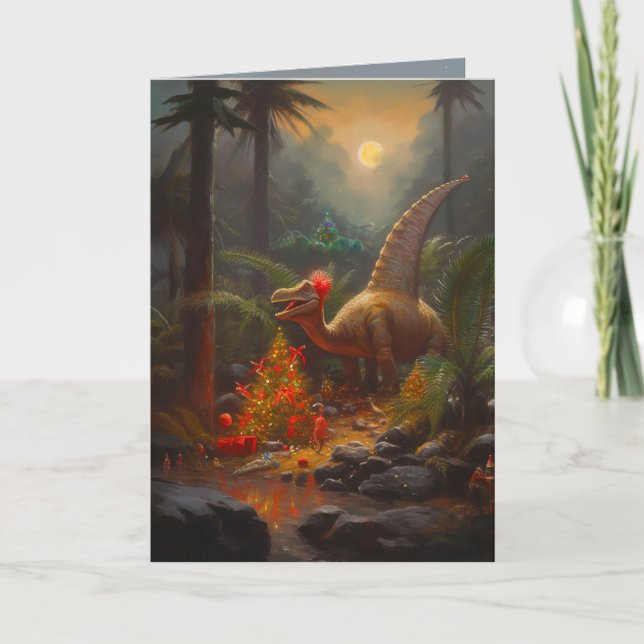 Agradecimento Cartão de Natal Pré-histórico (Frente)