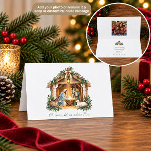 Agradecimento Cartão de Natal Religioso Cena de Natividade em Aq