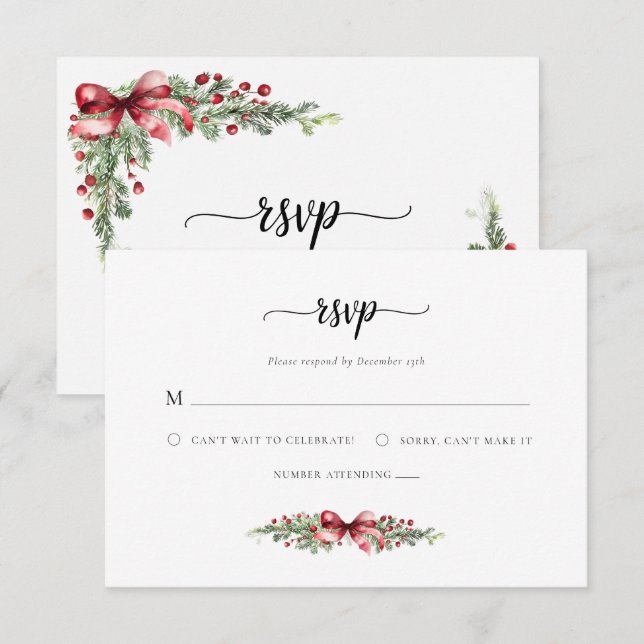 Agradecimento Cartão de Natal RSVP Elegante (Frente/Verso)