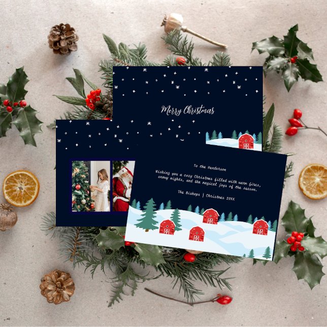 Agradecimento Cartão de Natal Rustic White Christmas (Criador carregado)