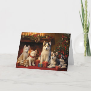 Agradecimento Cartão de Natal Siberian Husky