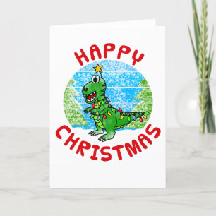 Agradecimento Cartão de Natal T-Rex Dinossauro Engraçado