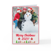Cartão de Natal Tradicional Dobrado com Foto Total