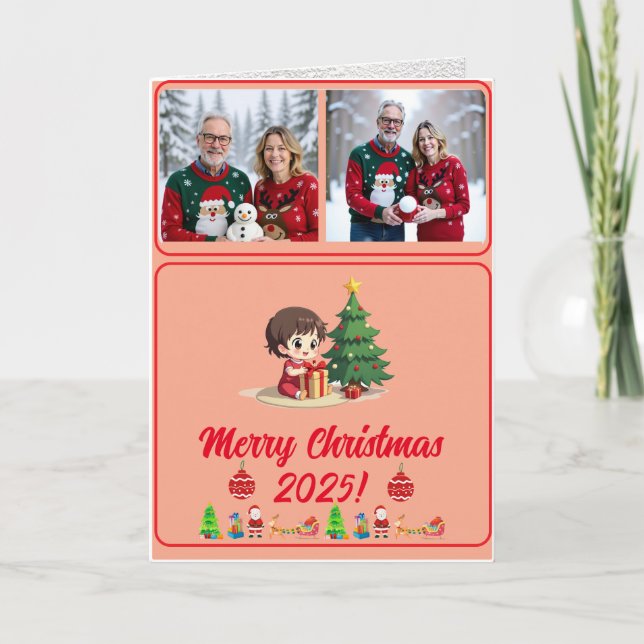 Agradecimento Cartão de Natal Tradicional Dobrado Totalmente Per (Frente)