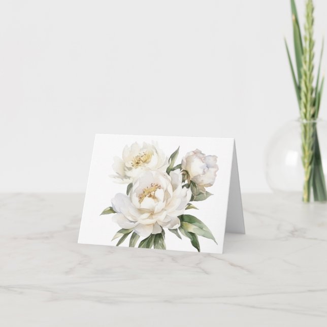 Agradecimento Cartão de Noite de Peony Branco (Frente)
