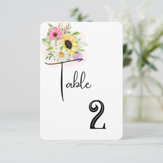 Agradecimento Cartão de Número de Mesa de Casamento (Em pé/Frente)