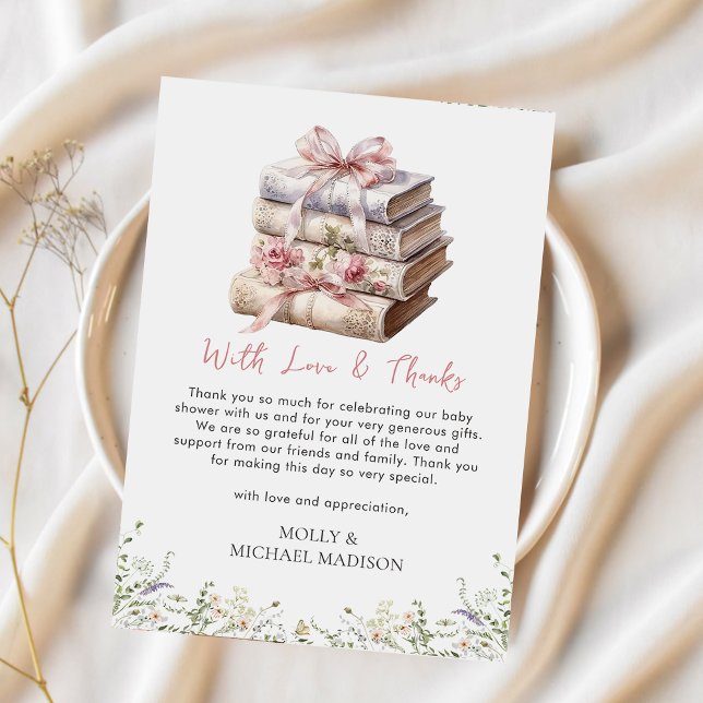 Agradecimento Cartão de Obrigado para Chá de Bebê do Livro com L (Criador carregado)