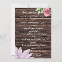 Agradecimento Cartão de Obrigado Rustic Wooden floral