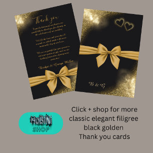 Agradecimento cartão de obrigados de casamento ouro preto elegan
