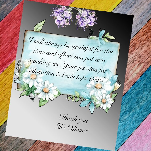 Agradecimento Cartão de Obrigados de reconhecimento do professor (Criador carregado)