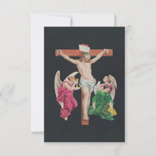 Agradecimento Cartão de Oração Devocional Crucificação Com Anjos