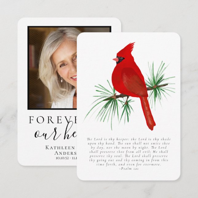 Agradecimento Cartão de Oração Funeral de Foto Cardeal (Frente/Verso)