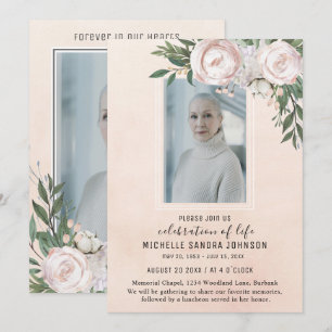 Agradecimento Cartão de Oração para Memorial Floral Rosa Fune