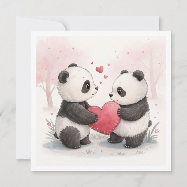 Agradecimento Cartão de Panda Romântico (Frente)