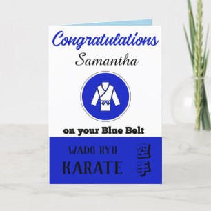 Agradecimento Cartão de Parabéns de promoção do Karate Blue Belt