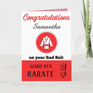 Agradecimento Cartão de Parabéns de promoção Karate Red Belt