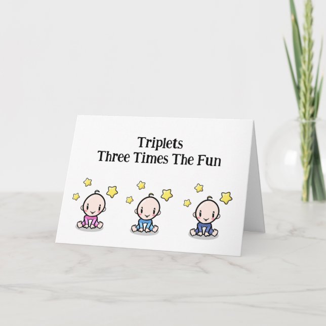 Agradecimento Cartão de Parabéns Triplets, 1 rapariga e 2 rapaze (Frente)
