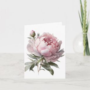 Agradecimento Cartão de Peônia em flor rosa