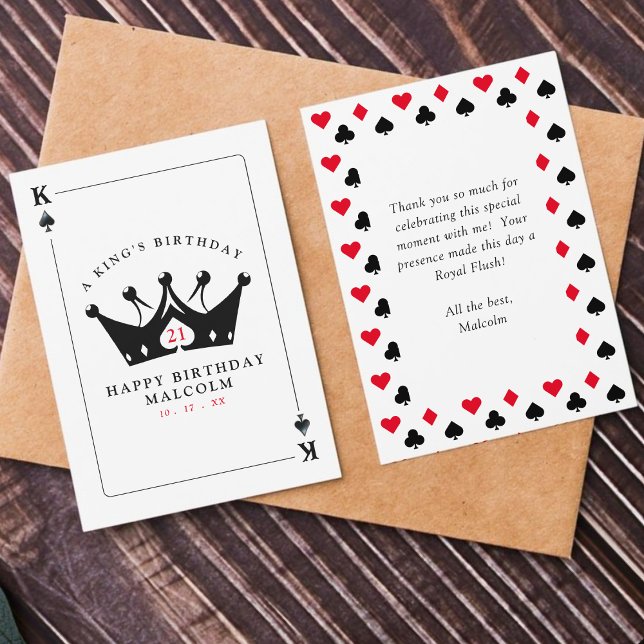 Agradecimento Cartão de Poker do Rei dos Espadas Casino (21st Birthday King of Spades Casino Poker Card
)
