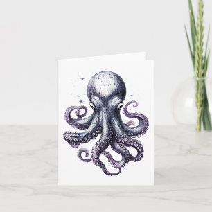 Agradecimento Cartão de Polvo Cósmico Roxo para Amantes do Ocean