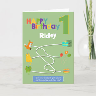 Agradecimento Cartão de primeiro aniversario de Atividade Maze -