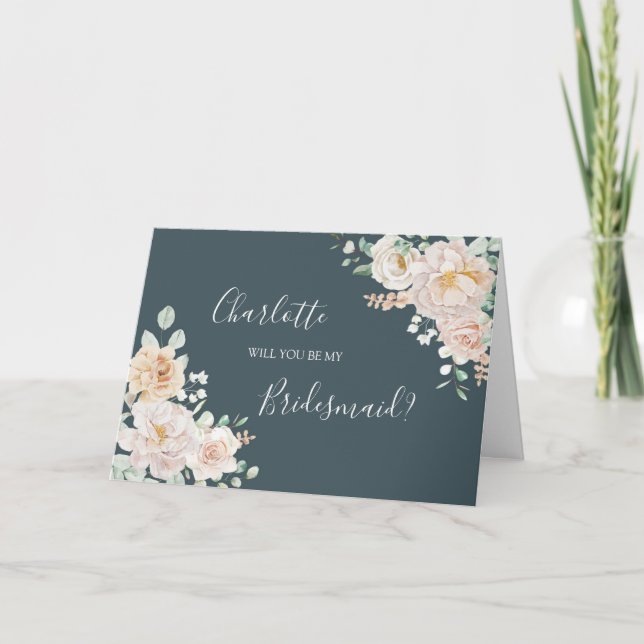 Agradecimento Cartão de Proposta de Dama de Honra de Casamento F (Frente)