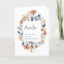 Agradecimento Cartão de Proposta de Dama de Honra Floral Colorid