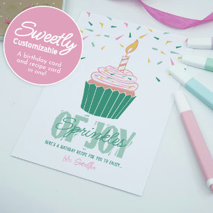 Agradecimento Cartão de Receita de Aniversário Moderno e Brilhan