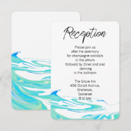 Agradecimento Cartão de Recepção de Casamento Onda Verde Azul do
