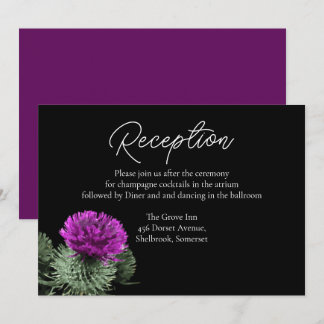 Agradecimento Cartão de Recepção de Casamento Purple Thistle
