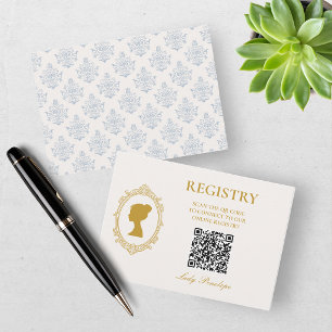 Agradecimento Cartão de Registro de Noiva em Azul e Dourado Eleg