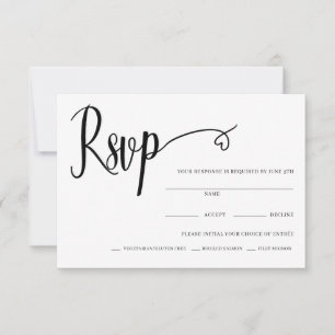 Agradecimento Cartão de Resposta de Casamento com Letra de Coraç