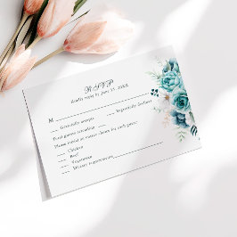 Agradecimento Cartão de Resposta de Casamento Flor Silvestre Azu