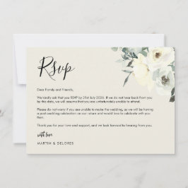 Agradecimento Cartão de Resposta Floral Delicado Creme Vintage