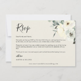 Agradecimento Cartão de Resposta Floral Delicado Creme Vintage